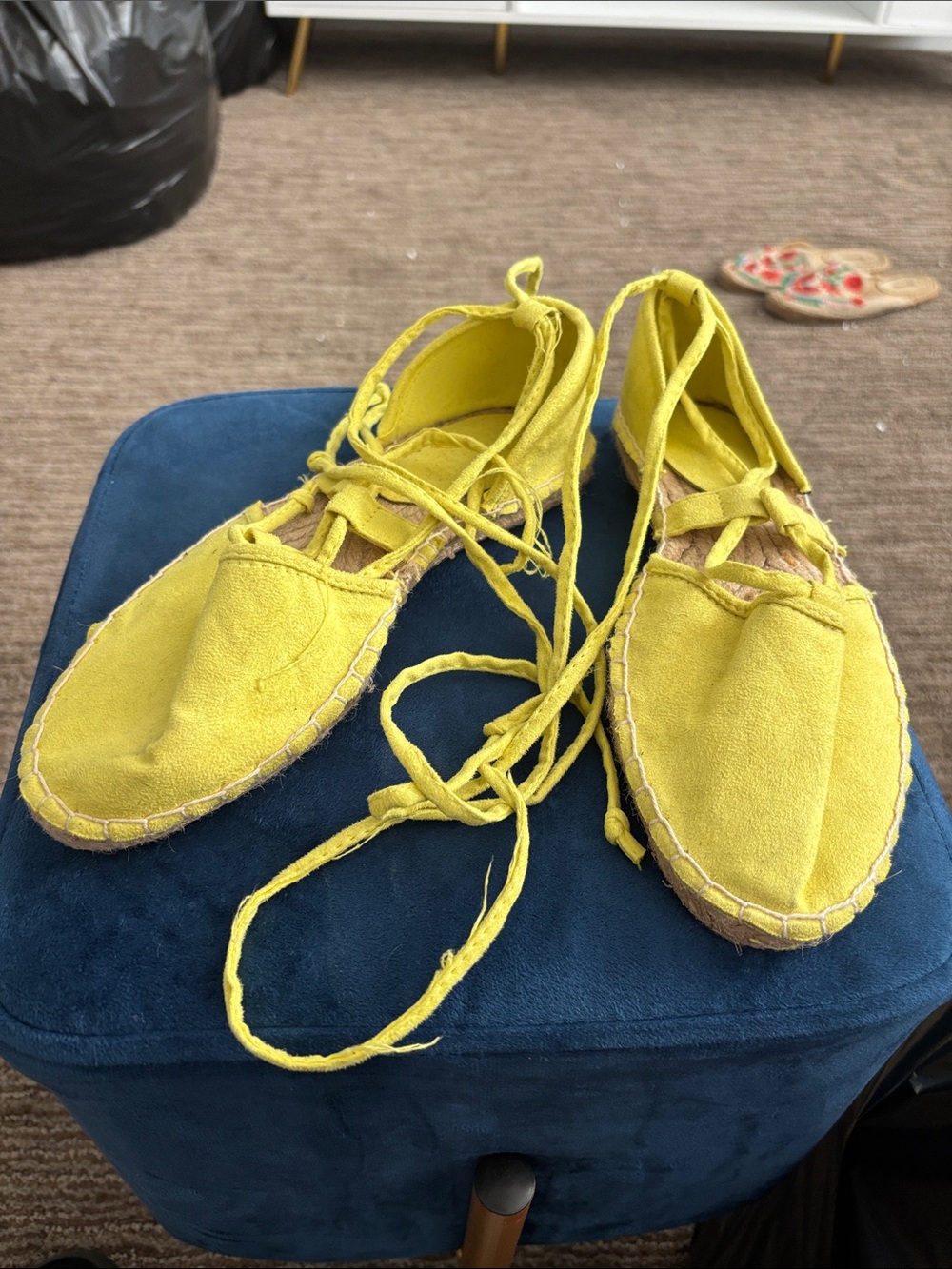 Women's Yellow Lace-Up Espadrilles